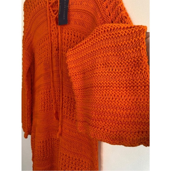 Vintage 90s Ralph Lauren crochet orange linen cotton dress tunic top NWT coverup - Picture 3 of 7